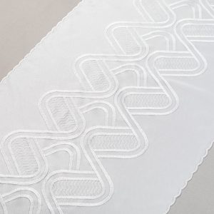 Panel firanowy 30827 /white silver- biały podkład ze srebrnym haftem