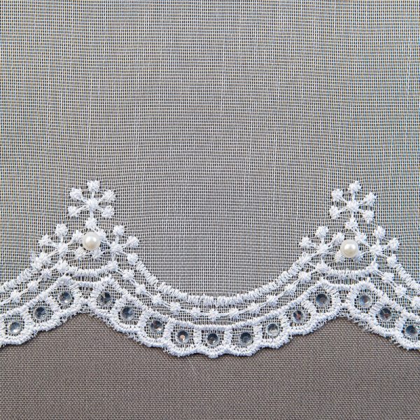 Firana B 242051 /kol. V3 – biały haft z opalizującą nitka /wzór dołu